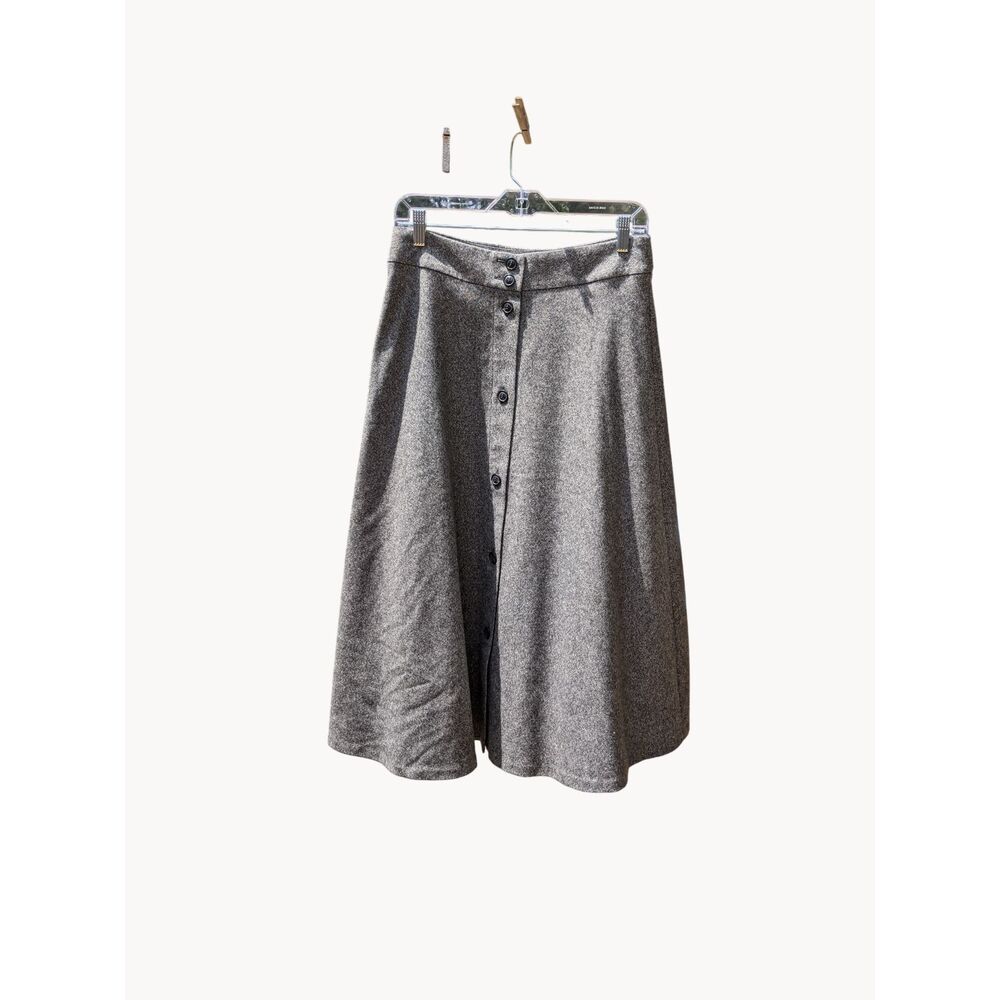 Talbots Long Skirt Gray Wool Tweed Button Down Front Lined Sz 4 Dark Academia